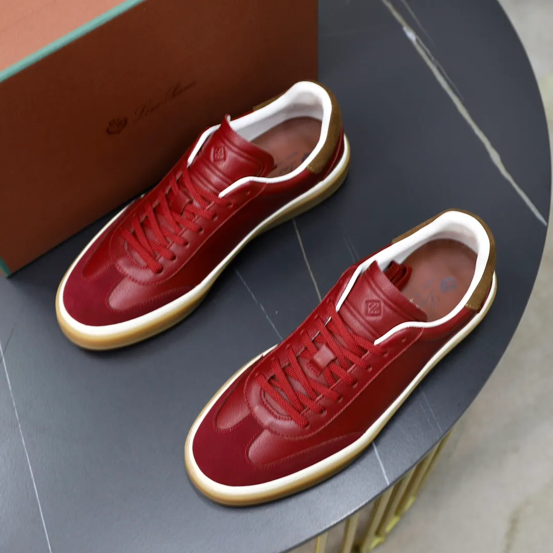 Men's Men's Shoes💰540💰••New Products•• LoroPian*_Noyo-Pianya New men's casual moral training sneakers, LP lace-up casual shoes!  Made of original imported soft cowhide and suede fabric, it highlights the sporty style. The heel is decorated with logo embossing and the original molding. The raw rubber translucent sole combined with the color welt adds a sense of modernity to the shoe. The shoe is overall refreshing and easy to match with style. It has a full cowhide lining for the feet. The original box packaging at the counter comes with wooden balls and a dust bag! Size: 38-44 (.45 customized)